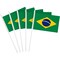 G128 30 Pack Handheld Brazil Brazilian Stick Flags | 4x6 In | Printed 150D Polyester, Country Flag, Solid Plastic Stick, Spear White Tip